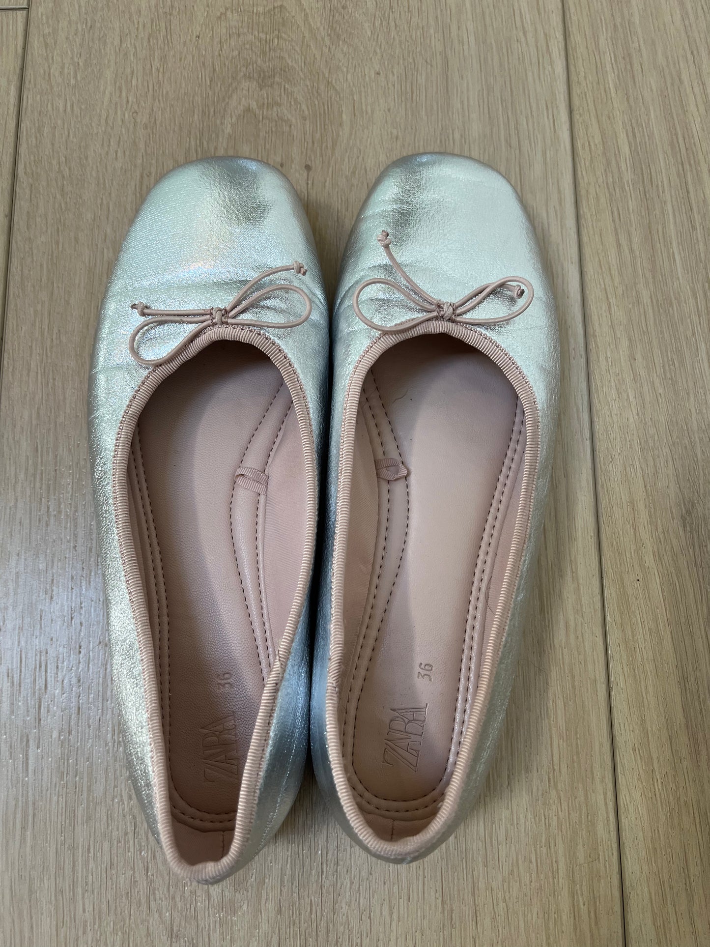 Zara Silver Ballet Flats